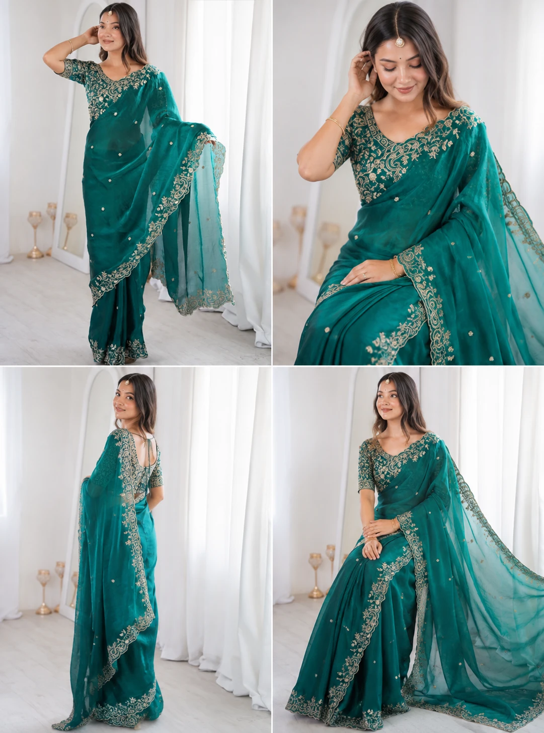 Floral Elegance Satin Fandy Saree