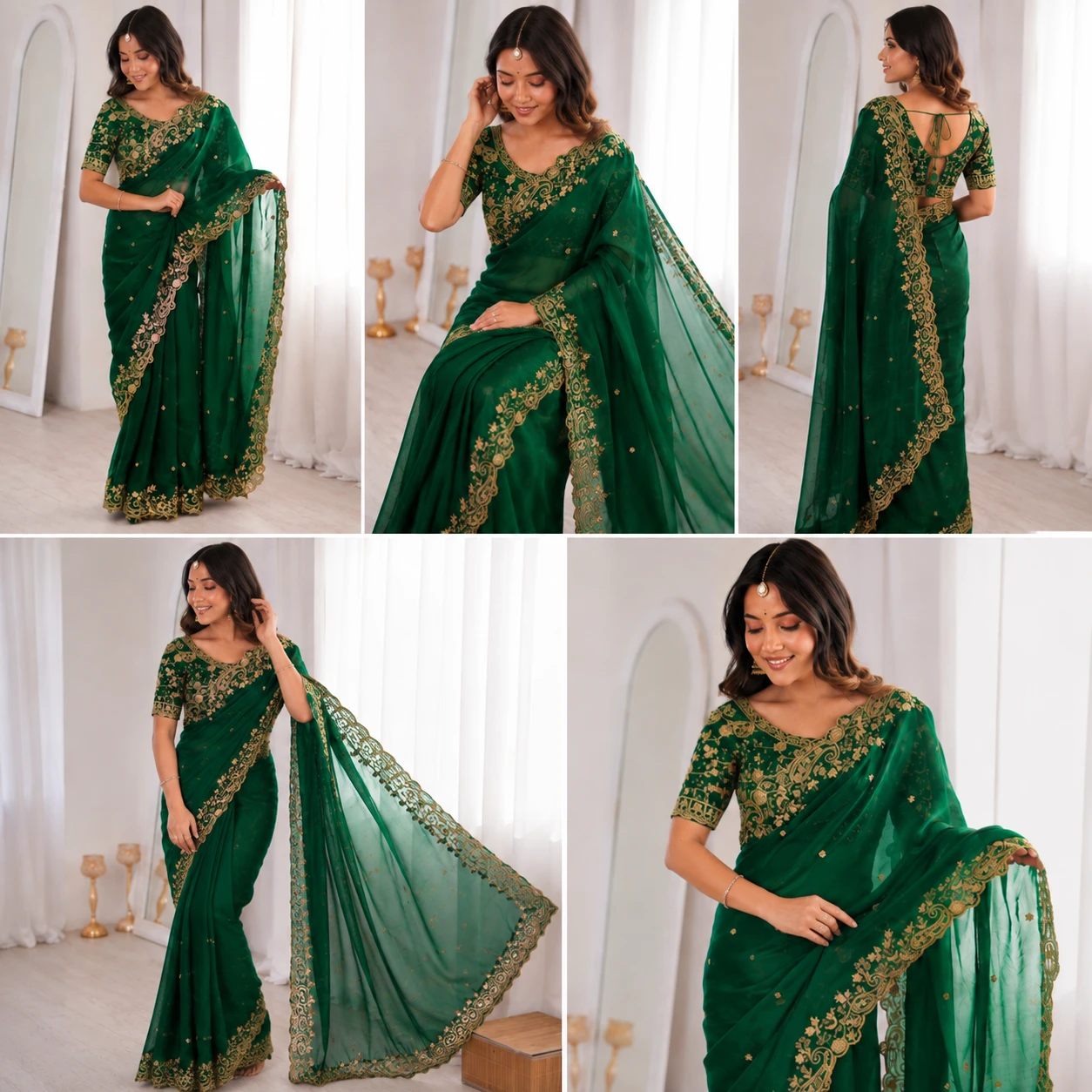Floral Elegance Satin Fandy Saree