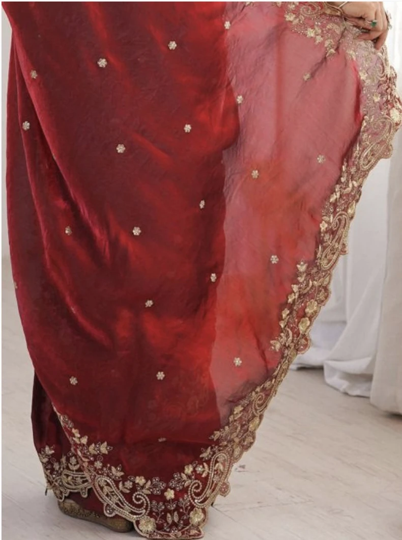 Floral Elegance Satin Fandy Saree