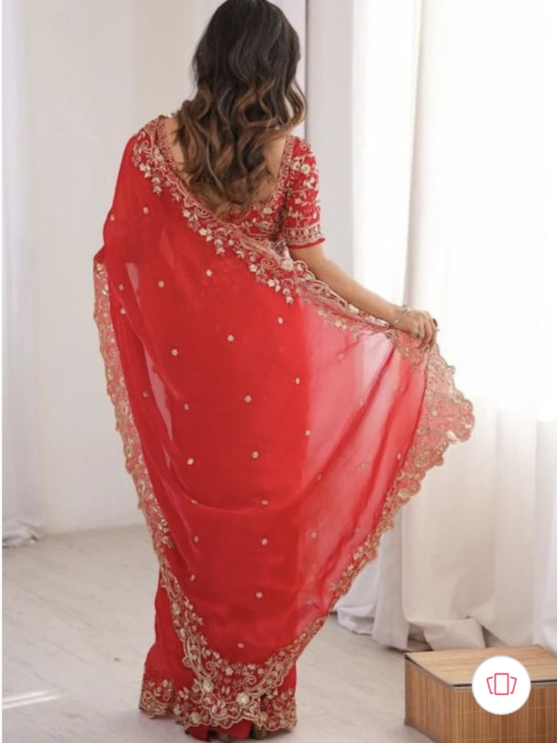Floral Elegance Satin Fandy Saree