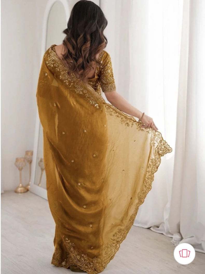 Floral Elegance Satin Fandy Saree