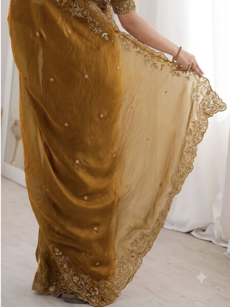 Floral Elegance Satin Fandy Saree