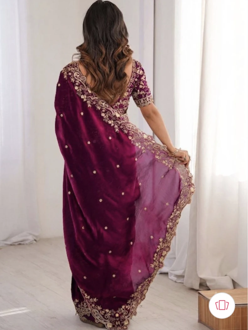 Floral Elegance Satin Fandy Saree