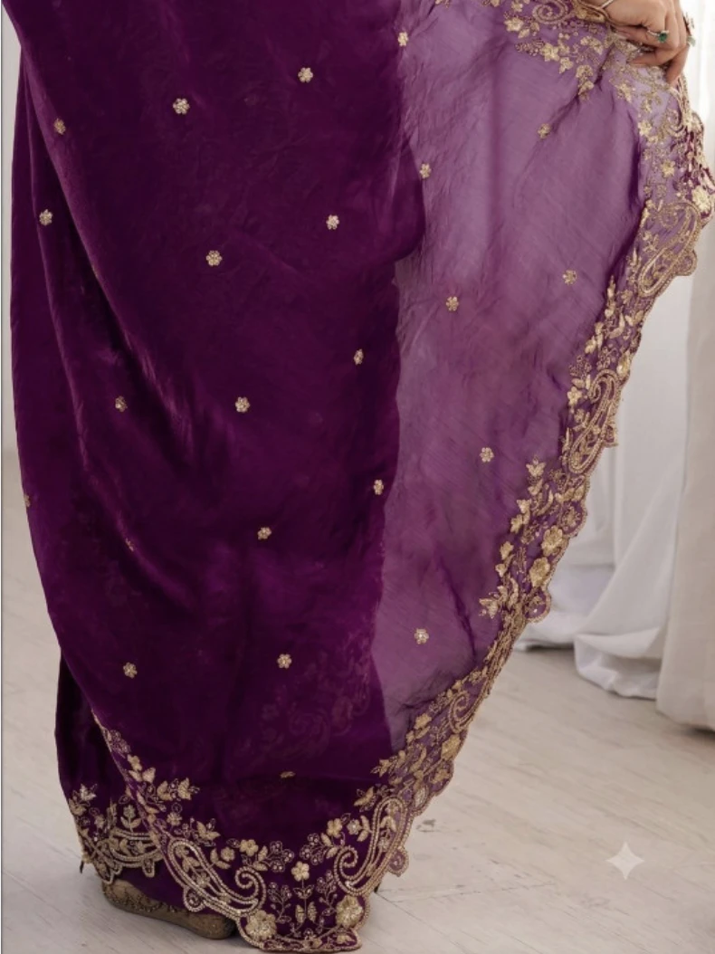 Floral Elegance Satin Fandy Saree