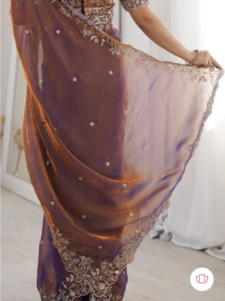Floral Elegance Satin Fandy Saree