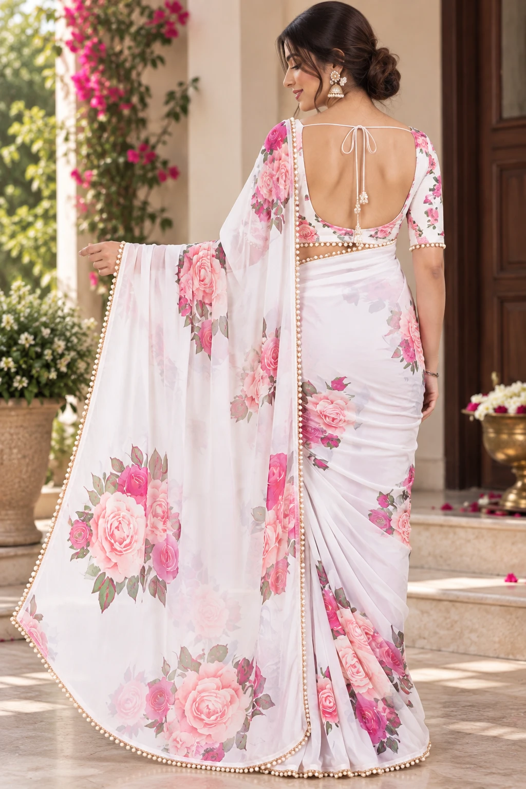 SRT Floral Print Bollywood Georgette Saree