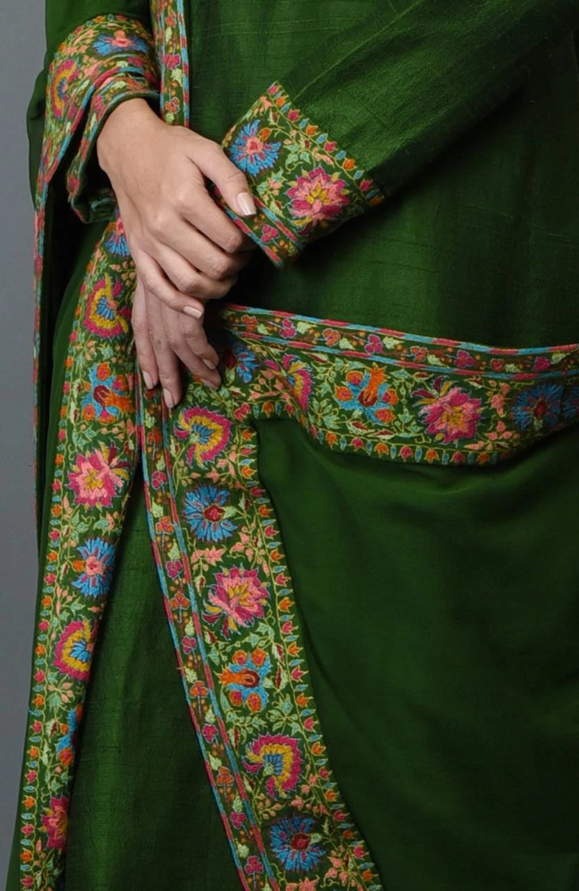 Green Embroidered Kurta Churidar Set with Dupatta