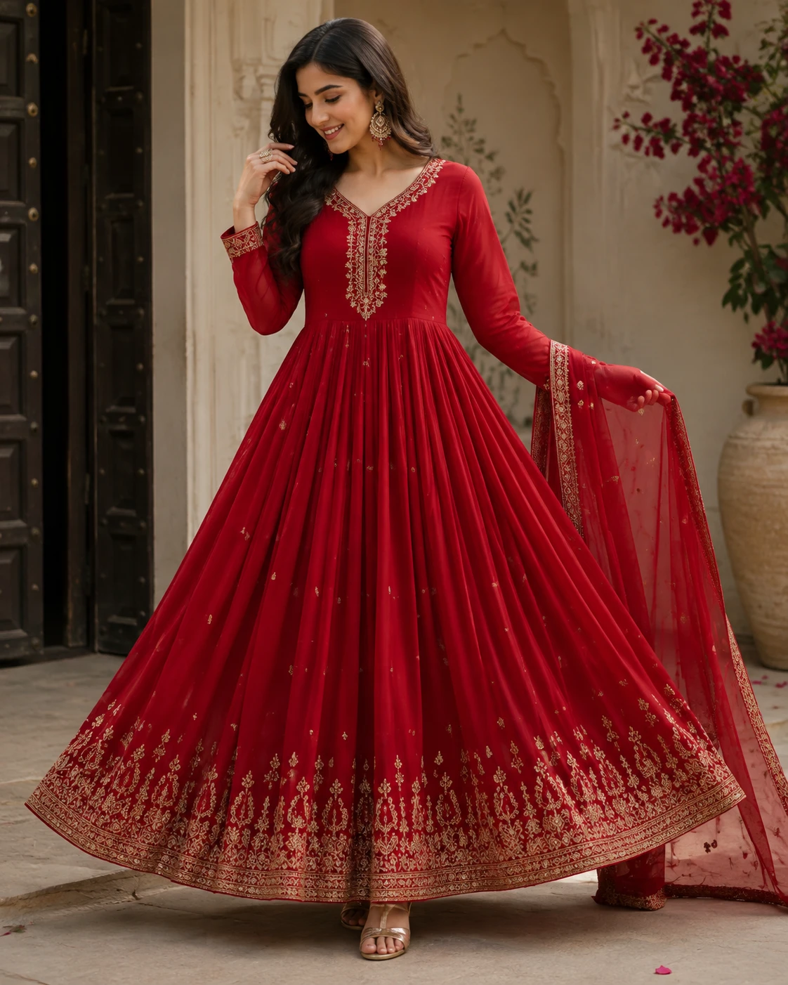 Red Anarkali Suit