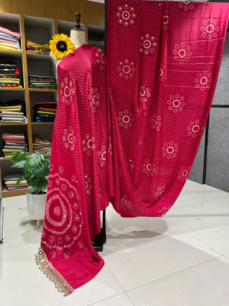 Ajrakh Gajji Bandhej Silk Saree
